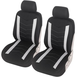 Upgrade4cars Car Seat Covers Set for Front Seats White Car Seat Covers Universal Black Car Seat Cover Summer Winter Car Accessories Interior Gifts for Women and Men