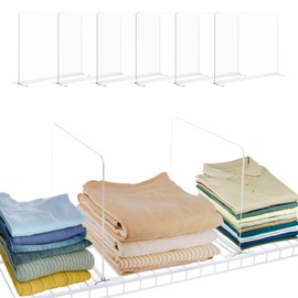 ANIRUDH Acrylic Shelf Dividers for Closet-Organization - Purse Organization for Closet Shelf,for Direct Wall Mount Closet Shelf,Suitable for Bedroom,Office,Pantry,Garage Easy Clip,No Tool(6Pack)