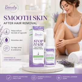 Hair Growth Inhibitor Spray for Face & Body – Moisturizing Aftercare for Legs, Arms & Underarms
