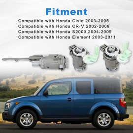 WMPHE Ignition Switch 4Pcs Door Lock Cylinder with Key Compatible with Honda Civic CR-V S2000 Element Replacement for 72185-S9A-013 72145-S73-003 06351-TE0-A11