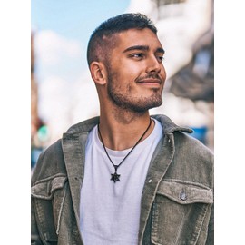 Richsteel Cross Necklace for Men Star of David Necklace for Women Israel Flag Pendant Jewish Star Christian Gifts with Chain, Black