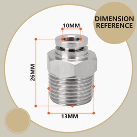 Bwintech 3 Pcs 10mm Tubing OD x 1/4 BSP Male Thread Straight Stainless Steel Push to Connect Pneumatic Push Lock Fitting