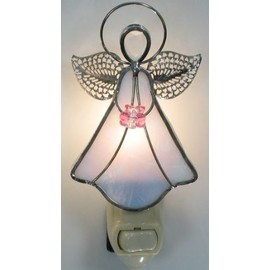 Stained Glass Angel Night Light - White