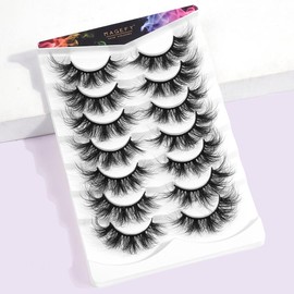 MAGEFY Fluffy False Eyelashes, 1/2 Boxes Wispy Cat Eye Look Faux Cluster Lashes, Natural Curling Eye Makeup Strip Lashes, Eyelash Extension Cosmetic Kit, Summer Makeup:_Black 7H-3_one-size