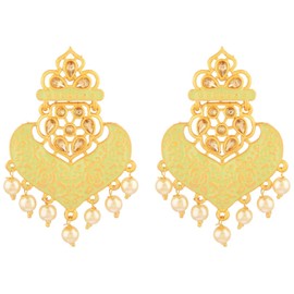 Efulgenz Indian Earrings for Women Indian Jewelry Bollywood Antique Gold Tone Faux Pearl Crystal Kundan Dangle Wedding Earrings Set