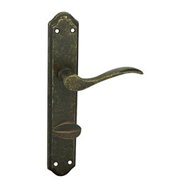 domino Venus M75 Toilet Bathroom 78 Door Handle Set for Room Doors Long Plate Set Door Handle Set Door Fittings Colour: Antique Bronze / Material: Brass