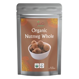Jiva Organics Organic Nutmeg Whole 3.5 oz (100g) - Premium Grade Nutmeg from Sri Lanka – Non-GMO, Fresh & Aromatic Spice for Baking, Cooking & Grating