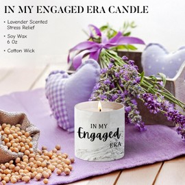 Engagement Gift In My Engaged Era Candle Bride To Be Gifts for Newly Engaged Couples - Engaged Gifts for Her Bridal Shower Bachelorette Gifts for Bride Wedding Gift for Future Mrs Lavender Candle 6 oz