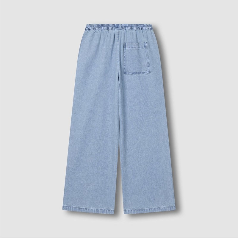 JAJU [JAJU] Women's Relaxed Fit Wide Denim Pants_Light Blue