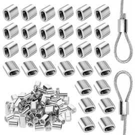200 Pieces M3 Aluminium Sleeves Aluminium Clamp Press Clamps Wire Rope Clamp Oval Press Sleeves Crimping Loop Choke Clamps for 3 mm Wire Rope Cable Steel Cable