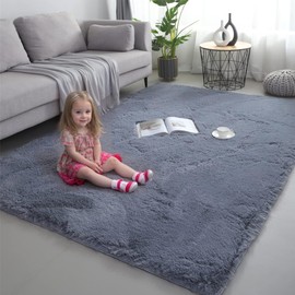 Vafodo Shaggy Area Rugs for Bedroom Living Room Ultra Soft Fluffy Throw Carpets for Girls Boys Kids Play Room Modern Home Decor Soft Fluffy Rugs (2X3 Feet, Dark Grey)