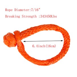 Comily Plus+ UHMWPE 7/16" Soft Shackle Heavy Duty for 4 Off-Road ATV UTV Winch Ropes-Orange Color