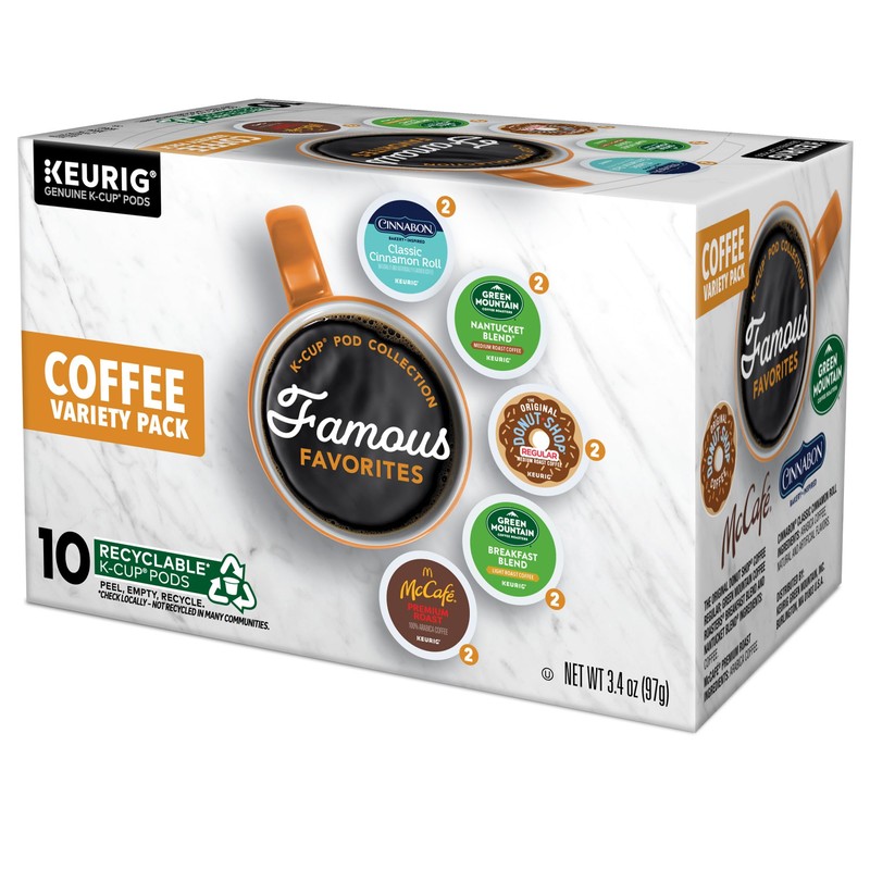Keurig Famous Favorites Variety Pack, Single-Serve K-Cup Pods, 10 Count