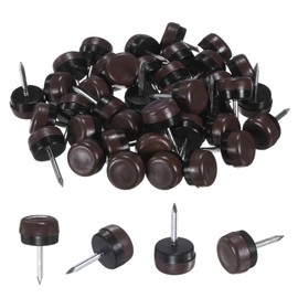 M METERXITY 40-Pack Furniture Sliders, 0.6" Nail-on Chair Leg Protectors for Hardwood Floors/Table/Chair/Wooden Floors, Furniture Glides [Brown]