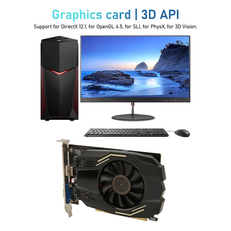 GT1030 2GB DDR5 64bit Graphics Card with Cooling Fan 3840x2160