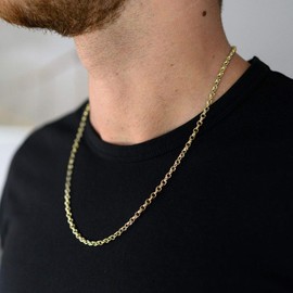 Materia Pea Chain Gold Chain Oval 4 mm - 925 Sterling Silver Necklace Women Men Solid Gold-Plated 40-70 cm, Silver