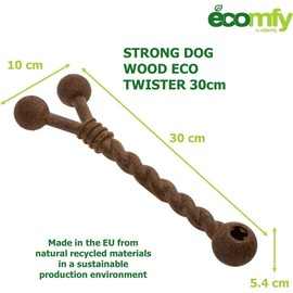 ECOMFY Strong Dog Wood Eco chew toys for Dogs, Twister 30cm, Scented and Long Lasting, Super Strong Dog Toy for Aggressive chewers, Ideal for Pulling Play, Eco-Friendly Dog Chew Toy