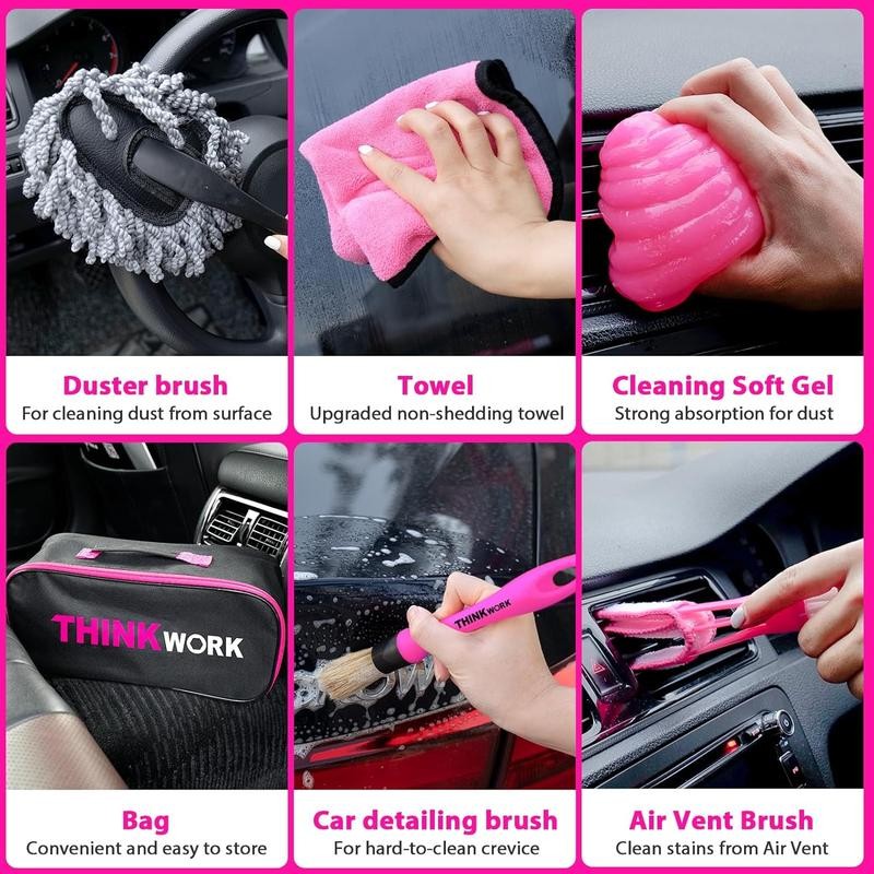 【Mother's Day】THINKWORK Pink Portable Vacuum Cleaner Kit with 8000PA Cordless