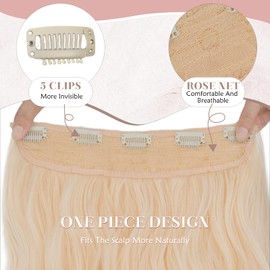 SEGOHAIR One Piece Clip In Hair Extensions 20Inch Curly Long Wavy Synthetic Hairpiece With 5 Secure Clips 150g Add Volume & Style 3/4 Full Head Hair Extensions Pale Gold and Light Brown