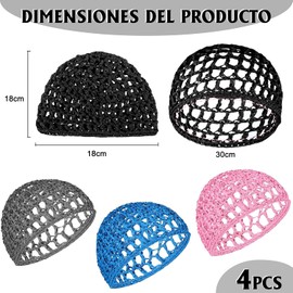 4 Piezas Red para Cabello Elástica, Tubi Suave Reutilizable - Cofias para Cabello Transpirables, Protege Contra Suciedad y Humedad, Accesorios para Dormir, Yoga, Viajar