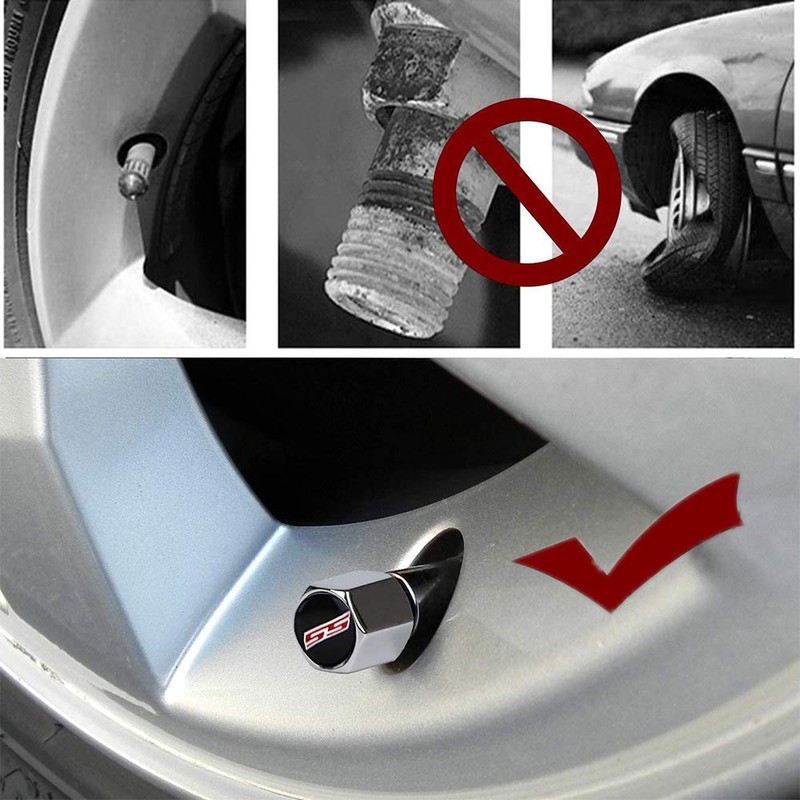 XDG 4Pcs Valve Stem Air Caps Red SS Logo Car
