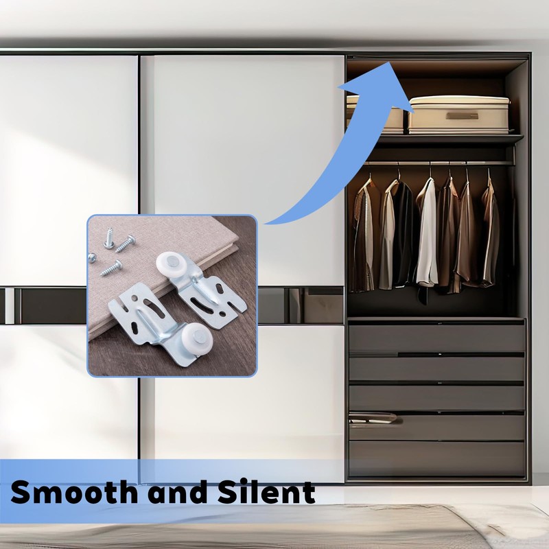 Closet Sliding Door Hardware Wardrobe Roller Kit for Top Hung