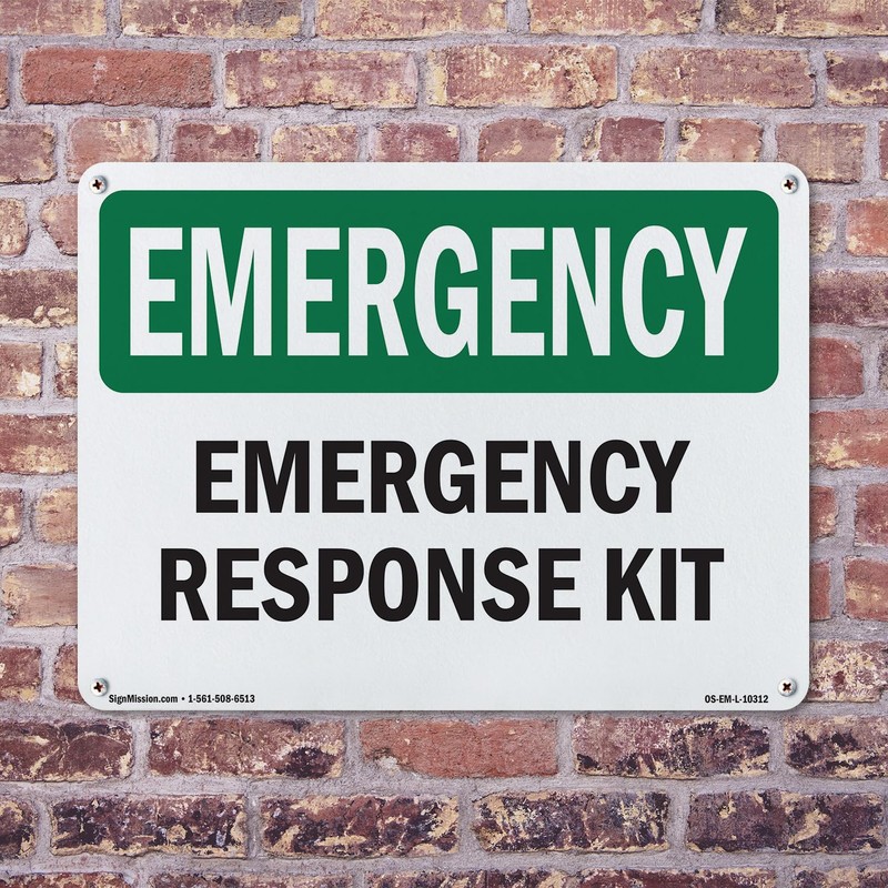 Response Kit OSHA Emergency Rigid Plastic Sign 10 Inch x