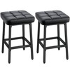 VECELO Modern Counter Height Bar Stools Set of 2, 24" PU Leather Upholstered Counter Stools with Metal Frame, Backless Square BarStools Bar Chairs for Kitchen Island, Black
