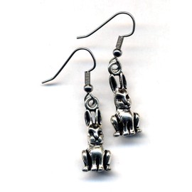 Stainless Bunny Rabbit Pewter Earrings, Silver Bunny Earrings, Surgical Steel Earrings, Rabbit Earrings, Stainless steel Animal Lover Earrings by AnnaArt72