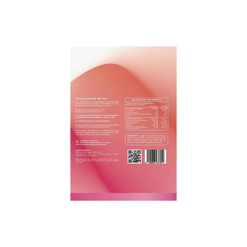 Colágeno Hidrólizado Adicionado Vitamina Ácido Hialurónico Resveratrol Biotina Sabor Frutos