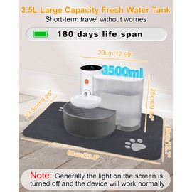 GJEASE Smart Pet Water Fountain No Filter, Wireless Cat Water Fountain Cordless,Battery Operated Filterless Cat Water Fountain