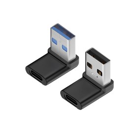 Herfair 90 Degree USB to USB C Adapter (2-Pack) Right Angle USB-C Female to USB Male Converter USB 3.2 C Type Plug Adapter Vertical USB Port Changer Extender Connector (Up+Down Angle)