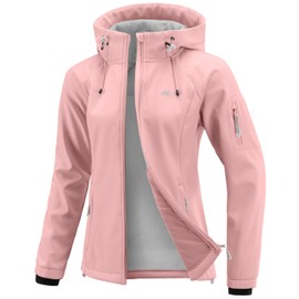 G Gradual Women's Fleece Lined Softshell Jacket Windproof Warm Light Waterproof Hooded Jacket for Women Winter/Fall/Spring