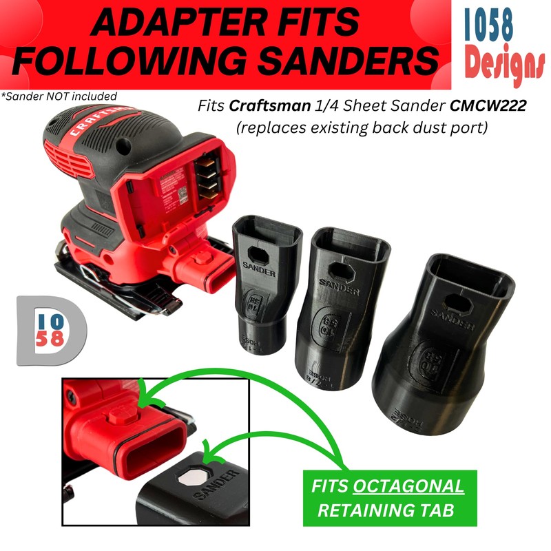 Sander Vacuum Adapter for CRAFTSMAN 1/4 Sheet Sander CMCW222 -