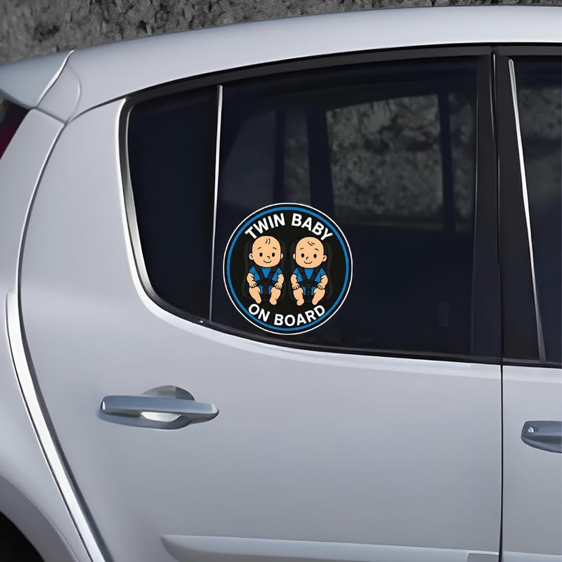 Twin Baby car Stickers, 2 Packs of Waterproof Stickers, car