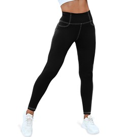 VOOVEEYA Curvy Womens Leggings, High Waisted Yoga Pants with Back Pockets, Tummy Control - Buttery Soft - Stretchy(Capri Navy Blue L)