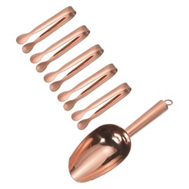 uxcell Serving Tongs, 6pcs - Stainless Steel Ice Scoop and Ice Tong, Mini Kitchen Tongs & Scoops, for Ice Bucket, Sugar, Dessert (Rose Gold)