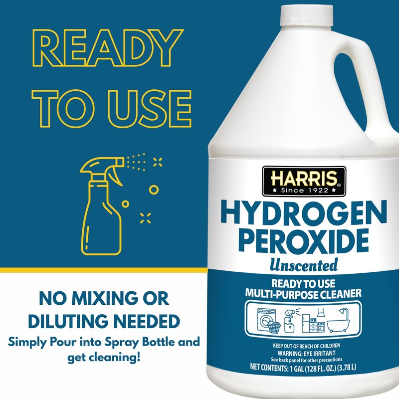 HARRIS Hydrogen Peroxide Ready to Use, 128oz, for Kitchen, Bath,