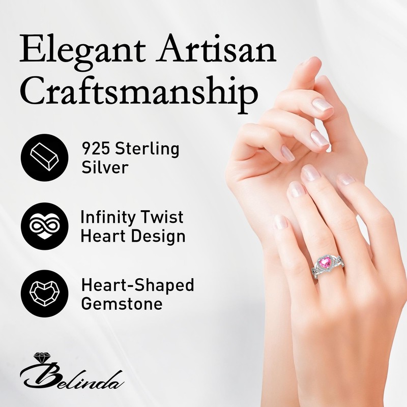 Belinda Jewelz Womens 925 Sterling Silver Pink Topaz Gemstone Ring