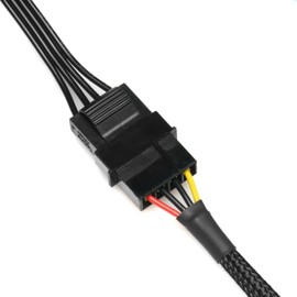 CRJ 4-Pin Peripheral Molex Extension Cable - 24-inch (60cm), Black Sleeved - Extend 4-Pin Peripheral Molex Power for Computer ATX Power Supplies