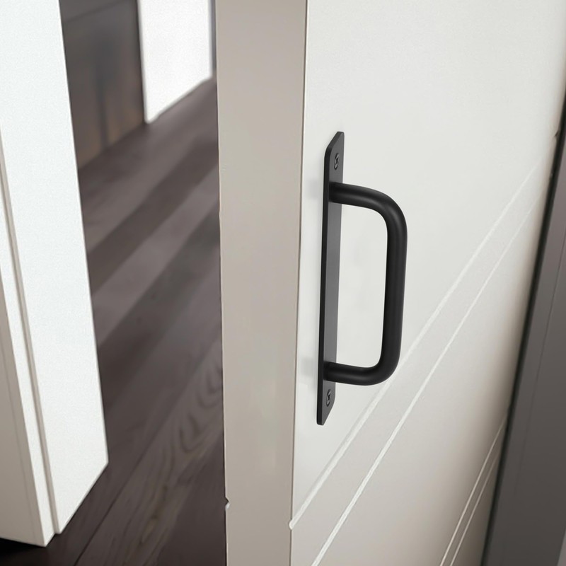 Malimali 4 Pack Black Barn Door Handles, 5" Hole Center