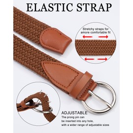 Monopa Boys Braided Belt - Stretch Golf Kids Belt for Girls Elastic Toddler Belt with Round Buckle(Brown,70cm)