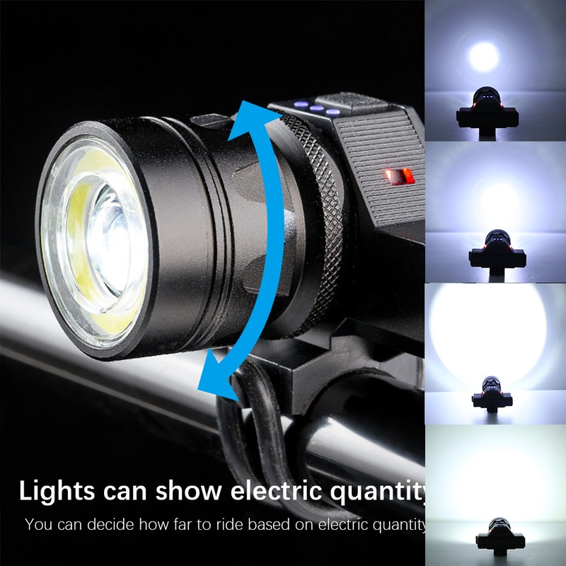 Bicycle Zoom Aluminium Alloy Headlight Detachable Bike Cycling Warning Light