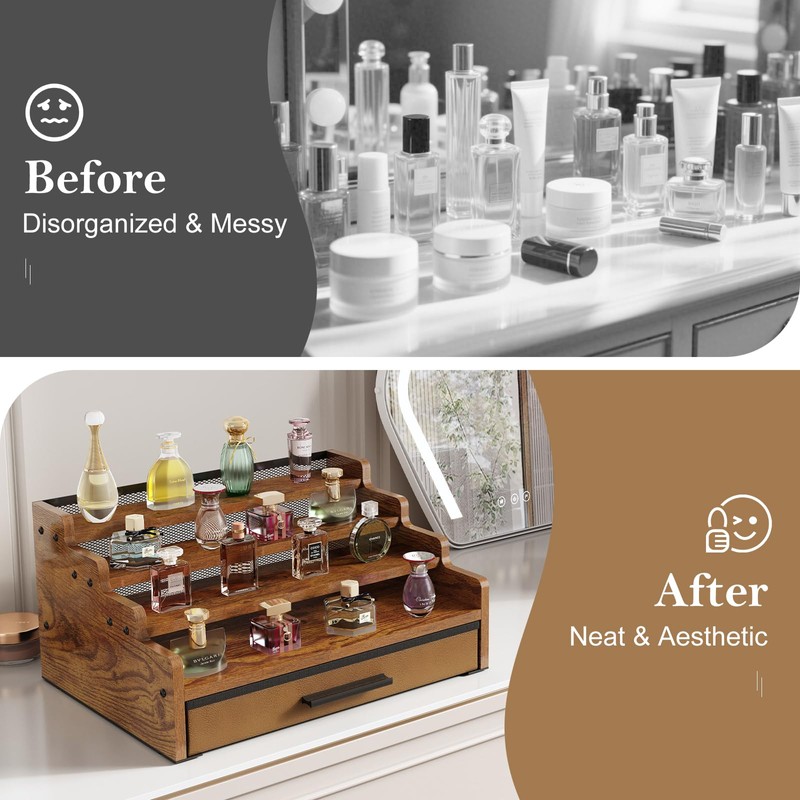 Yuzehuaza Men's Cologne Water Organizer Cologne Holder Dresser Perfume Organizer
