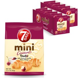 7Days Mini Croissant Pouches, Cherry & Vanilla Filling, Individual Size Snack Bag, On the Go Bakery Snacks (2.12oz, Pack of 10)