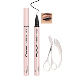 Waterproof Eyebrow Tint Pen with Razor & Scissors – Smudge-Proof, Transfer-Proof Brow Marker with Ultra-Fine Tip for Naturally Defined, Long-Lasting Brows – Black