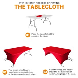 Eurmax USA Spandex Table Cover - 5 ft. Fitted, 30+ Colors Polyester Tablecloth - Stretch Spandex Table Toppers, 5 FT Open Back (Red, 2 Pack)