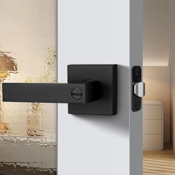 FARDEER Door Knob with Lock for Internal Wooden Bathroom Doors,Stainless