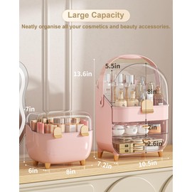 Makeup Organizer, Skincare Holder Bathroom Counter Organizer, Storage Box Cosmetic Display Cases, Teen Girl Gifts Trendy Stuff Make up Organizers for Vanity, Dresser, Countertop (Pink)