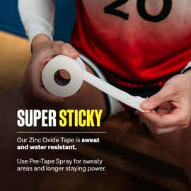 SPORTTAPE Zinc Oxide Tape - 3 Rolls - 5cm x 10m | White Sports Strapping for Shoulder, Knee & Ankle Stability, Blister Prevention for Foot | Rugby & Football Athletic Tape for Sports Injury